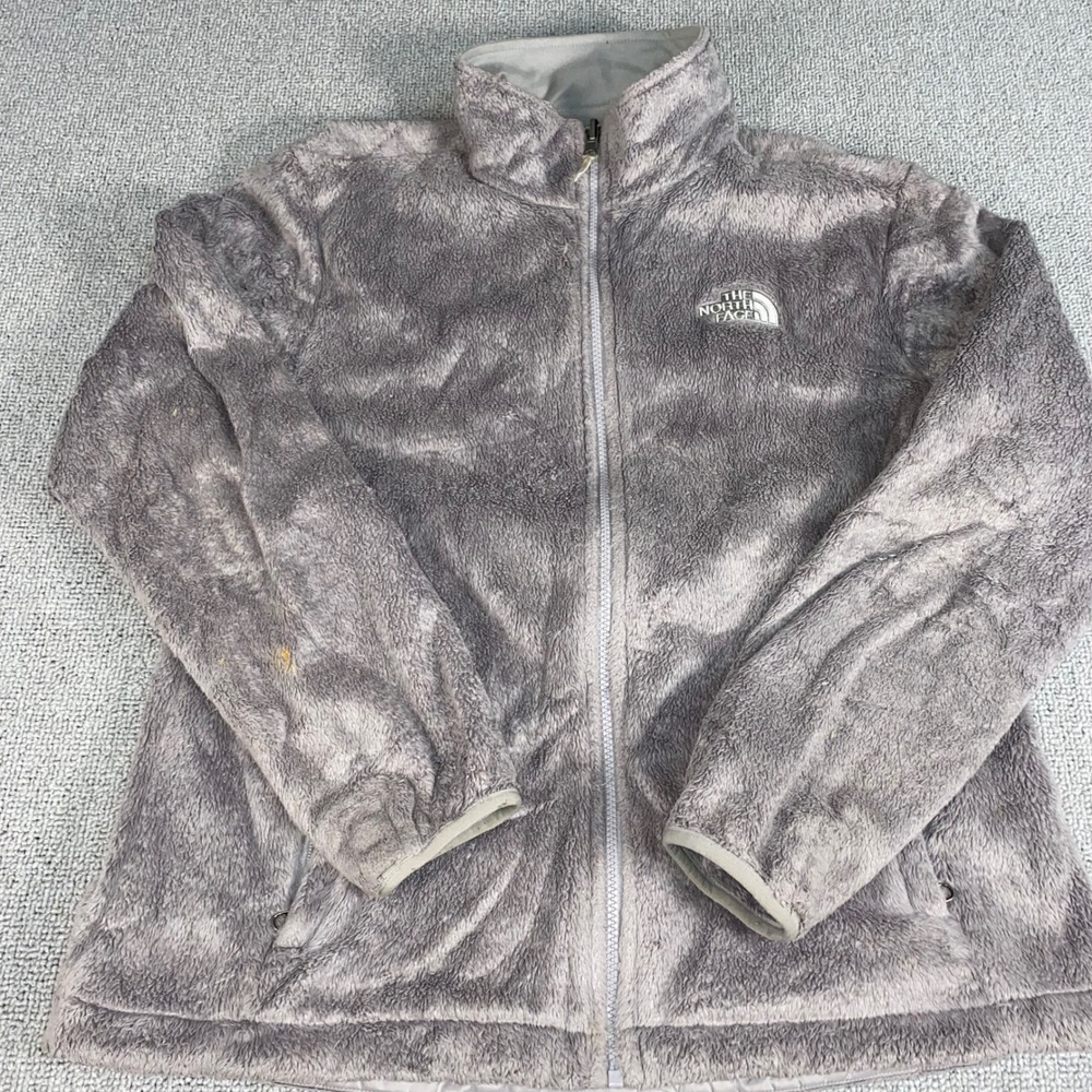 The North Face Osito Fleece Jacket Womens XL Grey Full Zip Soft Warm Fuzzy Coat